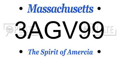 3AGV99 Massachusetts License Plate