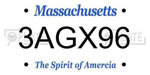 3AGX96 Massachusetts License Plate