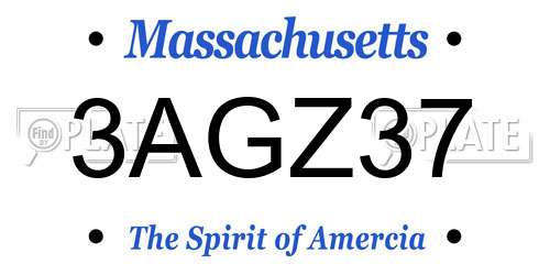 3AGZ37 Massachusetts License Plate