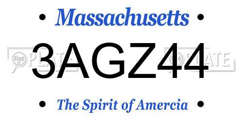 3AGZ44 Massachusetts License Plate