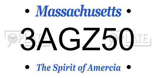 3AGZ50 Massachusetts License Plate