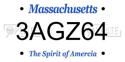 3AGZ64 Massachusetts License Plate