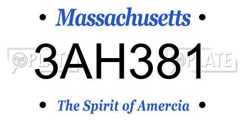 3AH381 Massachusetts License Plate