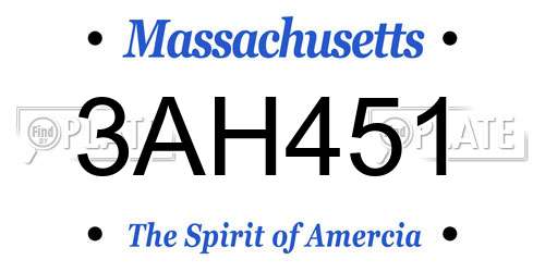 3AH451 Massachusetts License Plate