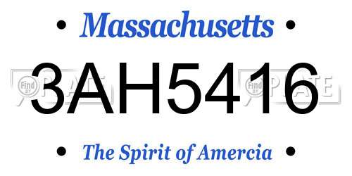 3AH5416 Massachusetts License Plate