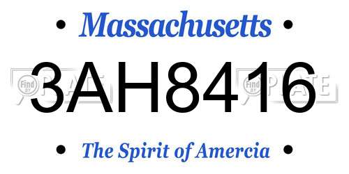 3AH8416 Massachusetts License Plate