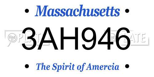 3AH946 Massachusetts License Plate