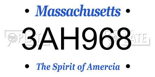 3AH968 Massachusetts License Plate