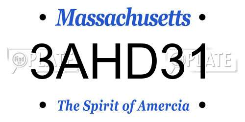 3AHD31 Massachusetts License Plate