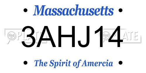 3AHJ14 Massachusetts License Plate
