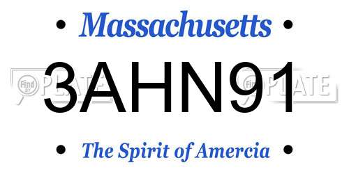3AHN91 Massachusetts License Plate