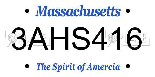 3AHS416 Massachusetts License Plate