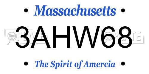3AHW68 Massachusetts License Plate