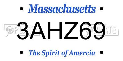 3AHZ69 Massachusetts License Plate