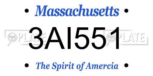 3AI551 Massachusetts License Plate