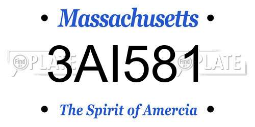 3AI581 Massachusetts License Plate