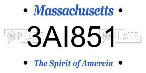 3AI851 Massachusetts License Plate