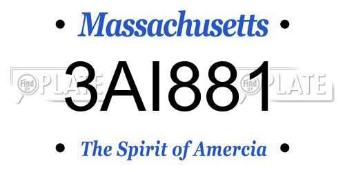 3AI881 Massachusetts License Plate