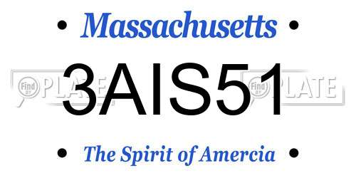 3AIS51 Massachusetts License Plate