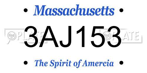 3AJ153 Massachusetts License Plate