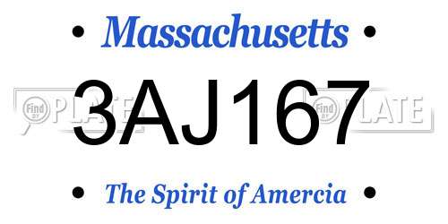 3AJ167 Massachusetts License Plate