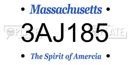 3AJ185 Massachusetts License Plate