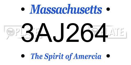 3AJ264 Massachusetts License Plate