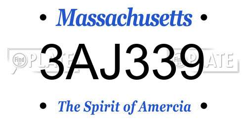 3AJ339 Massachusetts License Plate