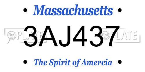 3AJ437 Massachusetts License Plate