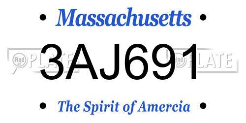3AJ691 Massachusetts License Plate