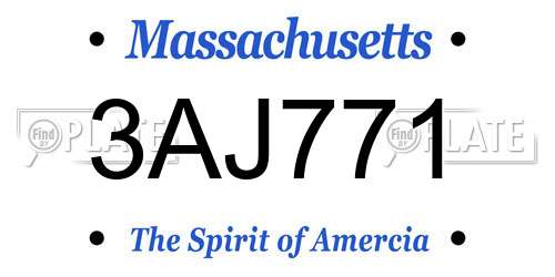 3AJ771 Massachusetts License Plate