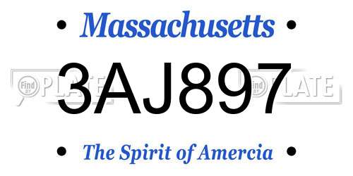 3AJ897 Massachusetts License Plate