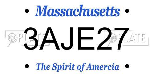 3AJE27 Massachusetts License Plate