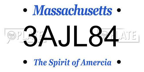3AJL84 Massachusetts License Plate