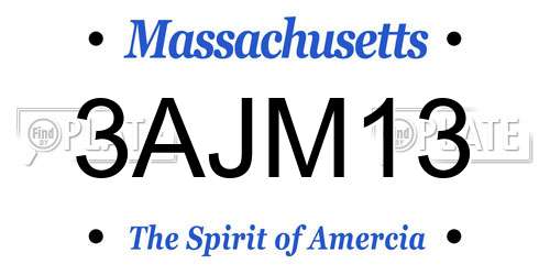 3AJM13 Massachusetts License Plate
