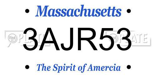 3AJR53 Massachusetts License Plate