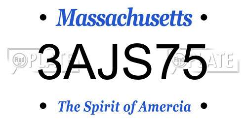 3AJS75 Massachusetts License Plate