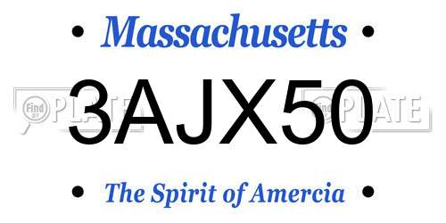 3AJX50 Massachusetts License Plate