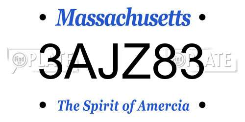3AJZ83 Massachusetts License Plate