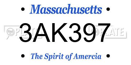 3AK397 Massachusetts License Plate