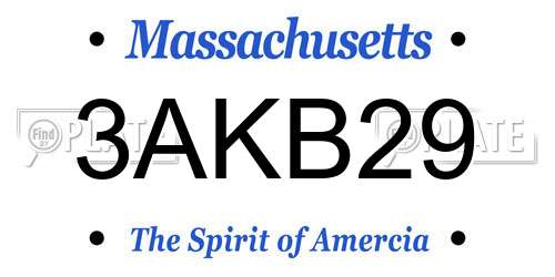 3AKB29 Massachusetts License Plate
