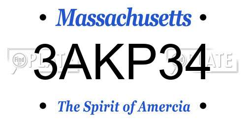 3AKP34 Massachusetts License Plate