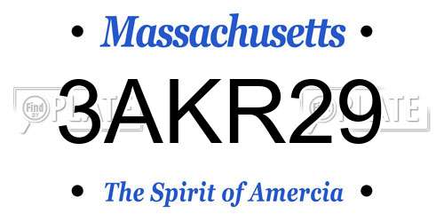 3AKR29 Massachusetts License Plate