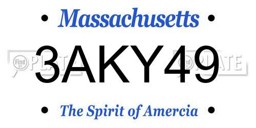 3AKY49 Massachusetts License Plate