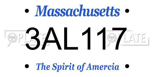 3AL117 Massachusetts License Plate