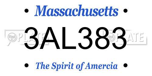 3AL383 Massachusetts License Plate