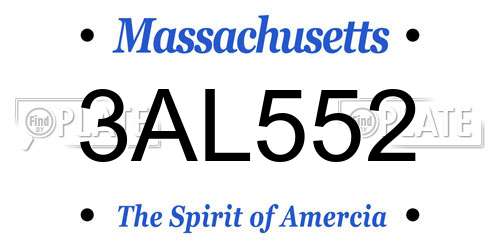 3AL552 Massachusetts License Plate