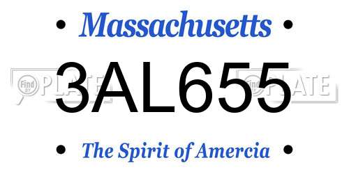 3AL655 Massachusetts License Plate