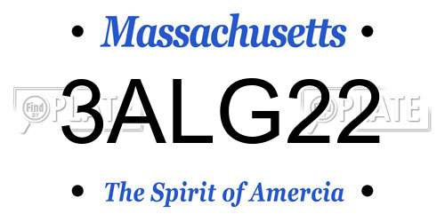 3ALG22 Massachusetts License Plate