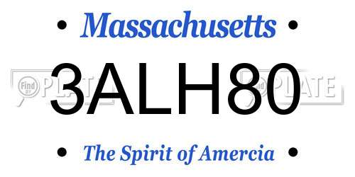3ALH80 Massachusetts License Plate